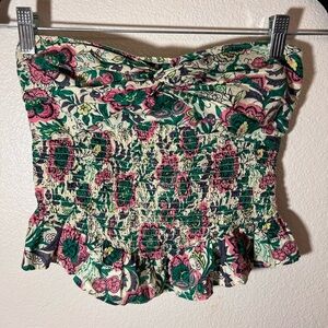 Free People Floral Smocked Tube Top XS NWOT